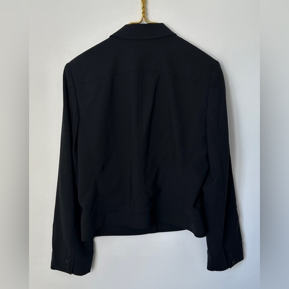 Calvin Klein Black Wool Blend Collared Button Up Lined Stretch Jacket Women’s 8 - Picture 3 of 7